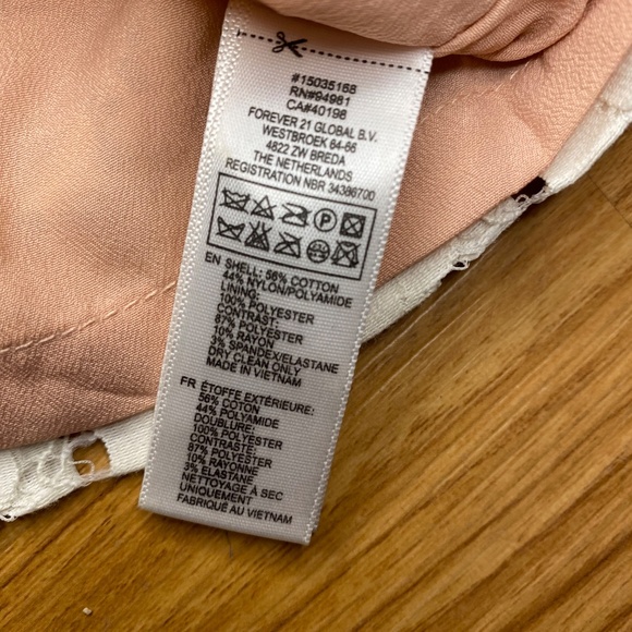 forever 21 women's white and pink lace strapless dress size S body con dress - Picture 7 of 8